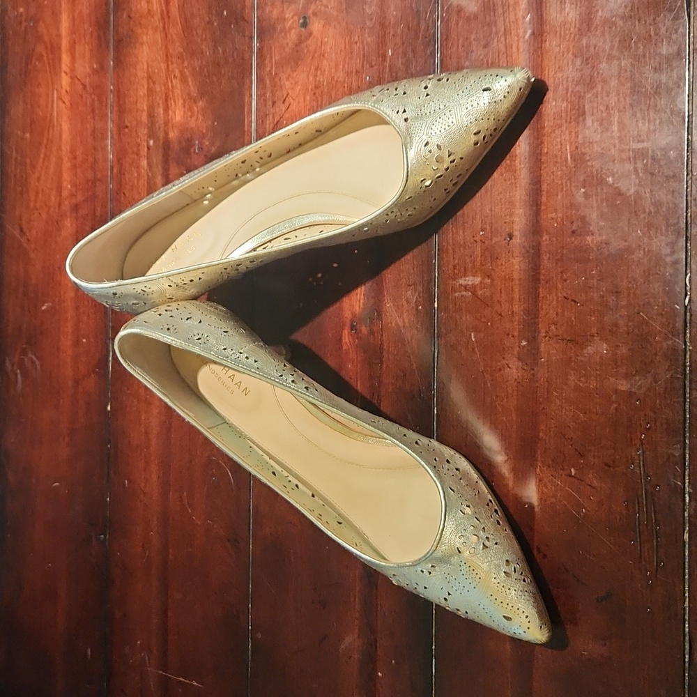 Cole Haan gold cutout heels